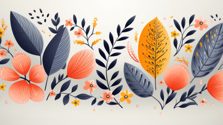 an illustration of flowers and leaves on a white backgroundの素材