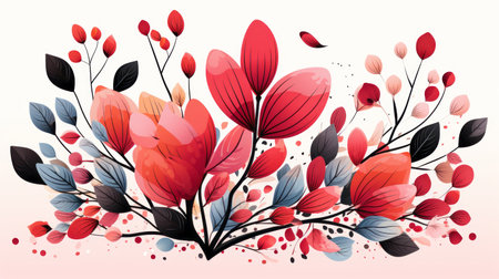red and black flowers on a white backgroundの素材