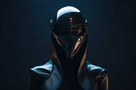 an image of a woman wearing a black maskの素材