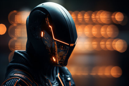a futuristic helmet with glowing lights on itの素材