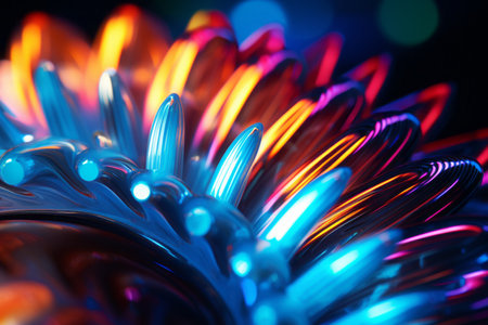 a close up of a colorful flower with bright lightsの素材