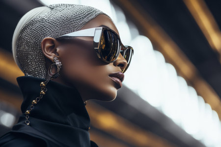 a woman wearing sunglasses and jewelryの素材