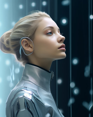 an image of a woman in a futuristic suitの素材