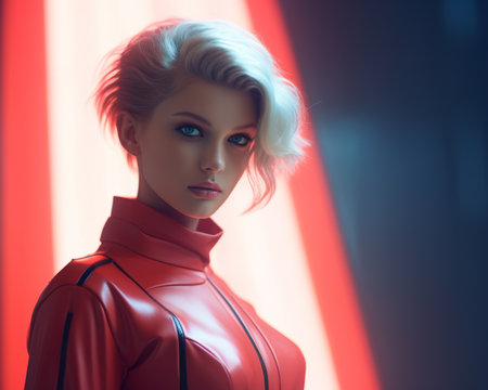 an image of a woman in a red suitの素材