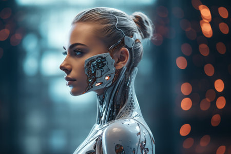 an image of a woman in a robot suitの素材