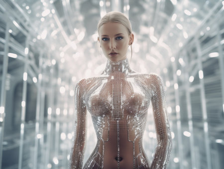 a woman in a futuristic body suitの素材