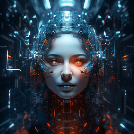 an image of a woman with glowing eyesの素材
