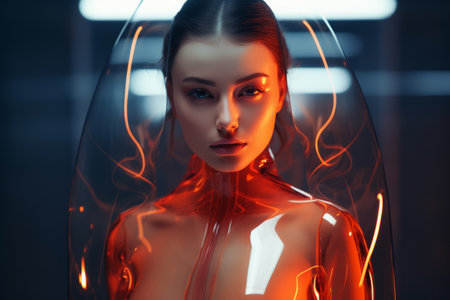 an image of a woman in a futuristic suitの素材