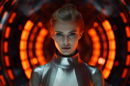 an image of a woman in a futuristic suitの素材