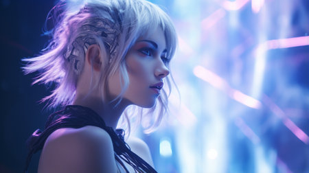 an image of a woman with white hairの素材