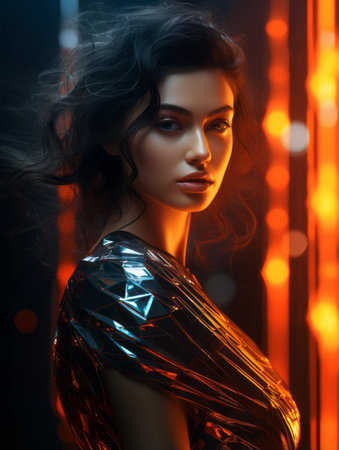 an image of a woman in a shiny dressの素材