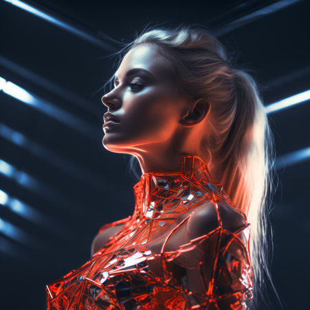 an image of a woman in a futuristic outfitの素材