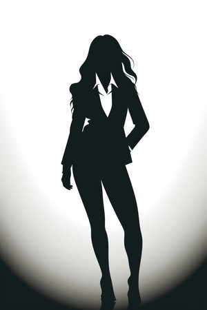 a silhouette of a woman in a business suitの素材