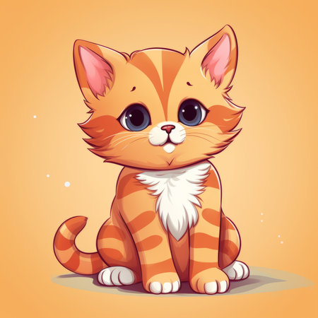 an illustration of an orange and white cat with blue eyesの素材
