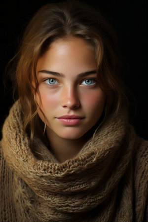 portrait of a beautiful young woman with blue eyesの素材