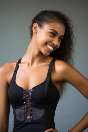 a beautiful young woman in a black bra topの素材