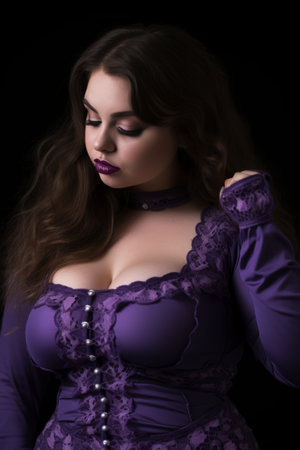 a beautiful woman in a purple dressの素材