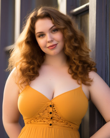 a beautiful young woman in a yellow dressの素材