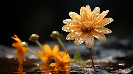 a flower with water droplets on itの素材