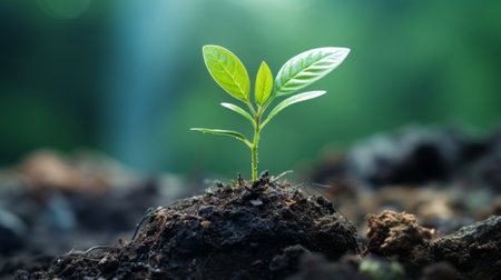 a young plant sprouting from the groundの素材
