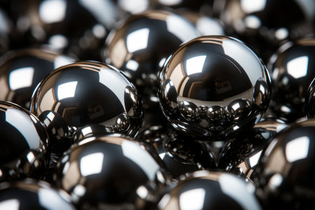 many shiny silver balls are arranged in a pileの素材