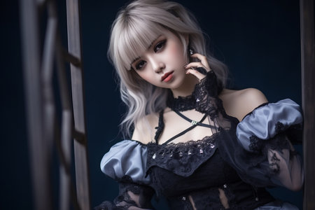 a woman in a gothic dress posing for a photoの素材