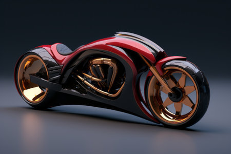 a 3d rendering of a red and black motorcycleの素材