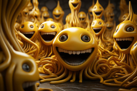 a large group of yellow smiley facesの素材