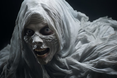 an image of a scary man in a white robeの素材