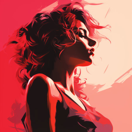 a digital painting of a woman with red hairの素材