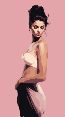 a digital painting of a woman in a bikiniの素材