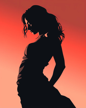 a silhouette of a woman in a dressの素材