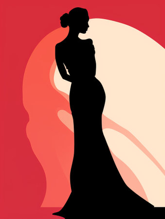 a silhouette of a woman in a wedding dressの素材