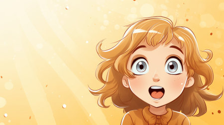 an illustration of a girl with her mouth openの素材