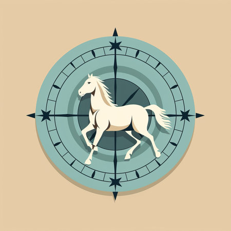 vector illustration of a horse on a compassの素材