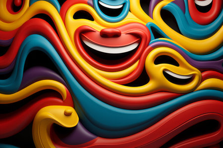 colorful 3d art of smiling facesの素材