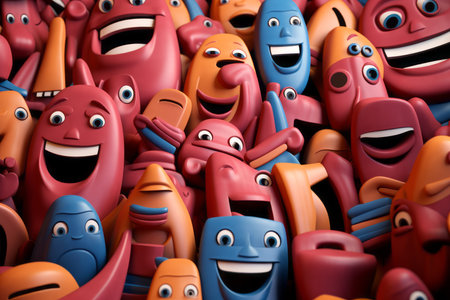 a large group of cartoon characters that are all smilingの素材
