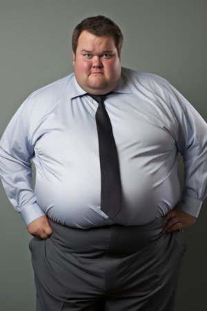 a fat man in a dress shirt and tieの素材