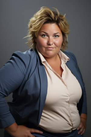 a woman in a business suit posing for the cameraの素材