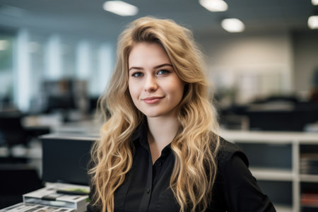 portrait of young businesswoman in officeの素材