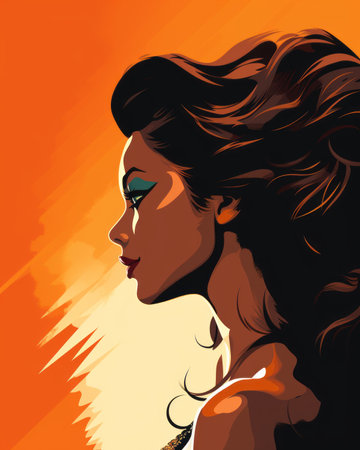 an illustration of a woman with long hairの素材