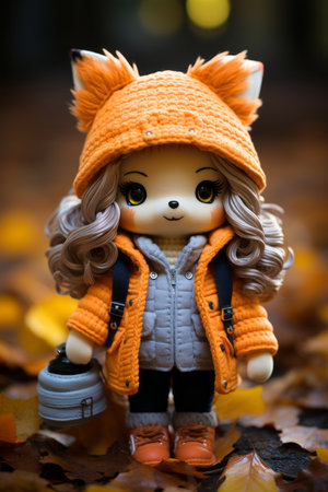 a doll dressed in an orange fox coatの素材