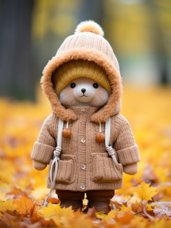 a teddy bear wearing a brown coatの素材