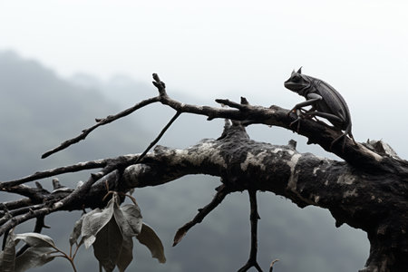a lizard sitting on top of a dead tree branchの素材
