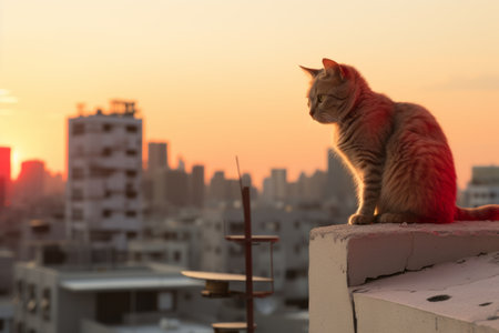 a cat sitting on a ledgeの素材