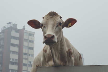 a brown and white cowの素材