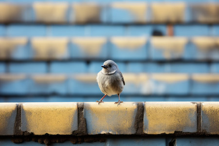 a small bird is standing on top of a brick wallの素材