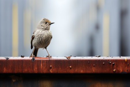a small bird standing on the edge of a ledgeの素材