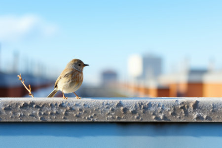 a small bird sitting on the edge of a ledgeの素材