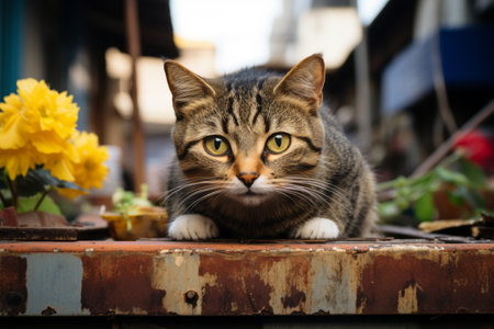 the cat is looking at the cameraの素材
